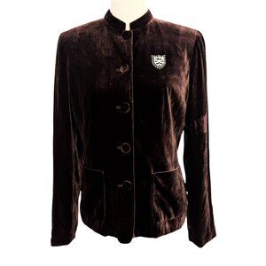 Vintage Ann Taylor Size 8 Brown Velvet 5 Button Pockets Lined Blazer Jacket